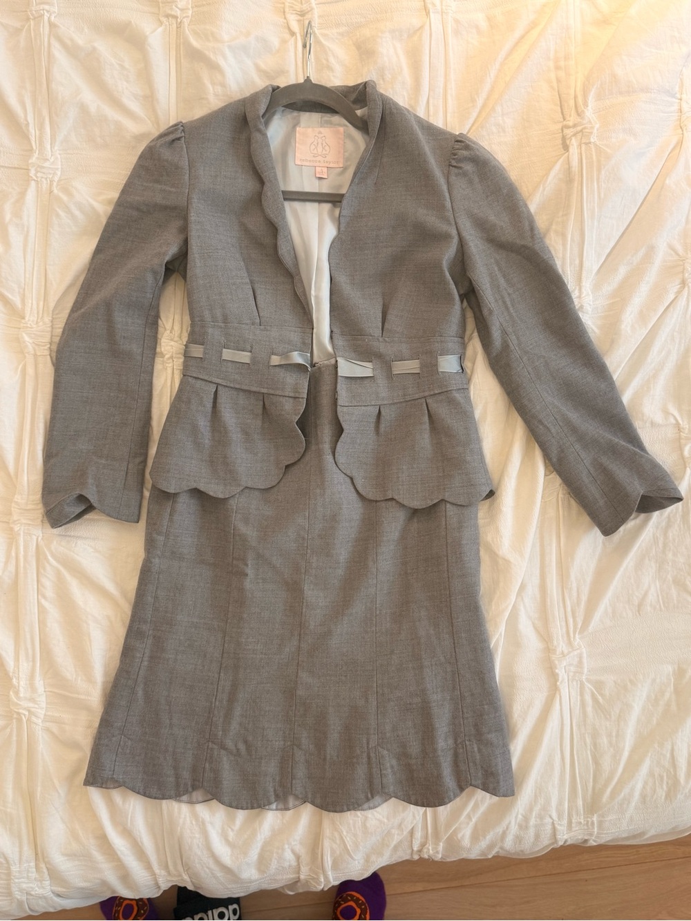 Rebecca Taylor Light Pink Label on Gray Lined Blazer - Picture 2 of 10